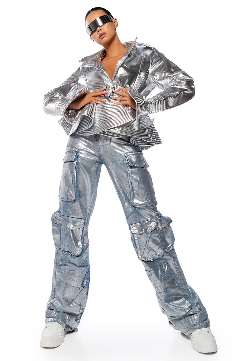 LA ISLA METALLIC CARGO JEANS