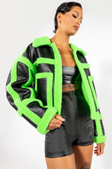 LIME CRIME BONDED PLEATHER SHERPA COAT