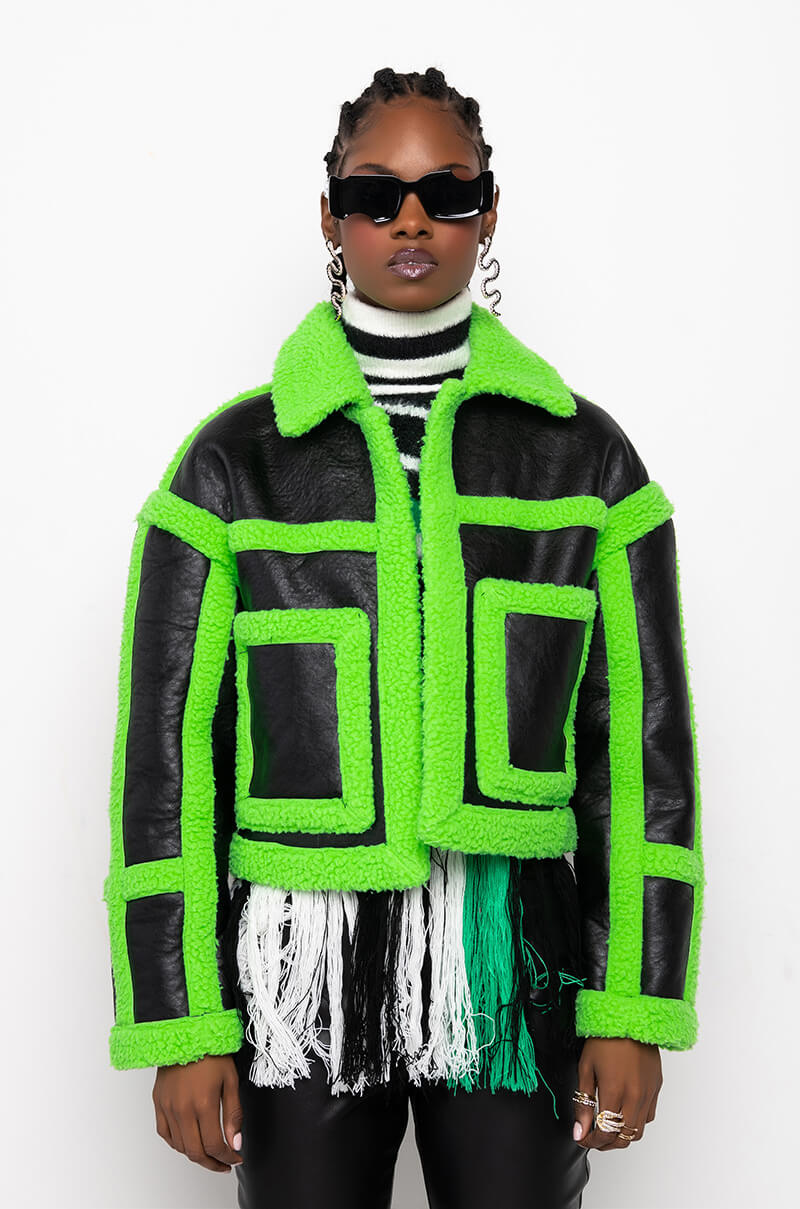 LIME CRIME BONDED PLEATHER SHERPA COAT