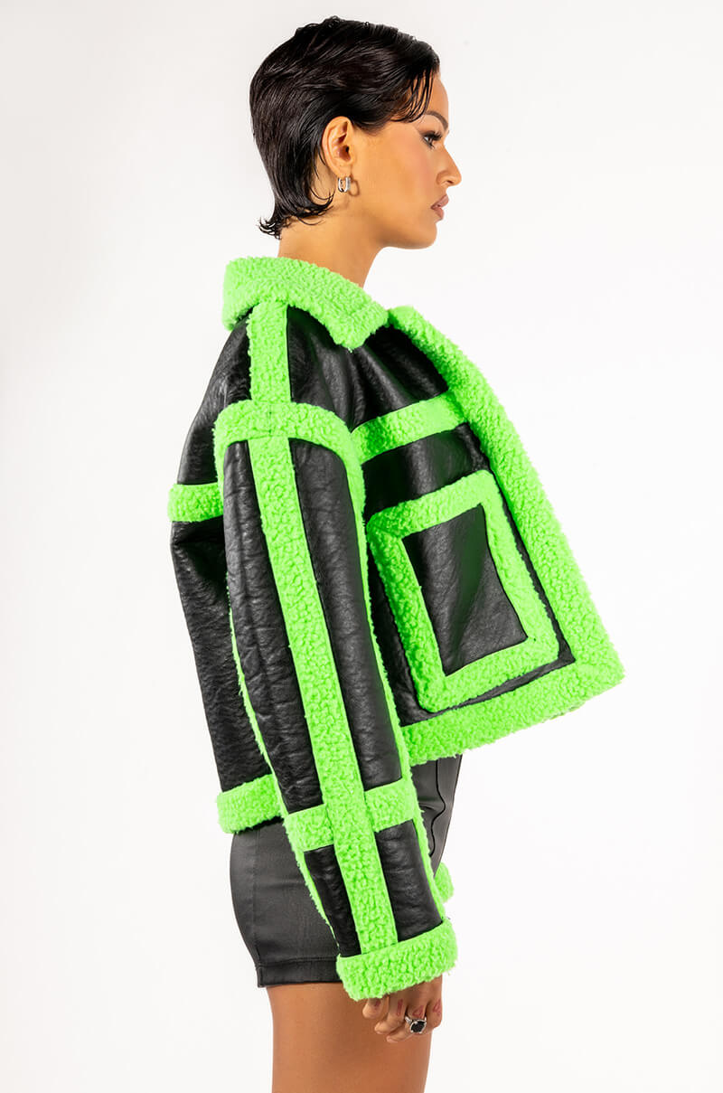 LIME CRIME BONDED PLEATHER SHERPA COAT