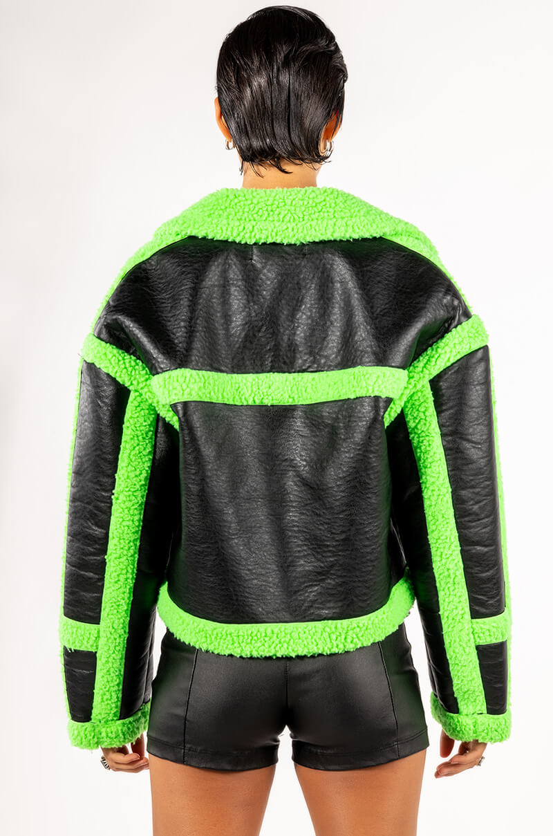 LIME CRIME BONDED PLEATHER SHERPA COAT
