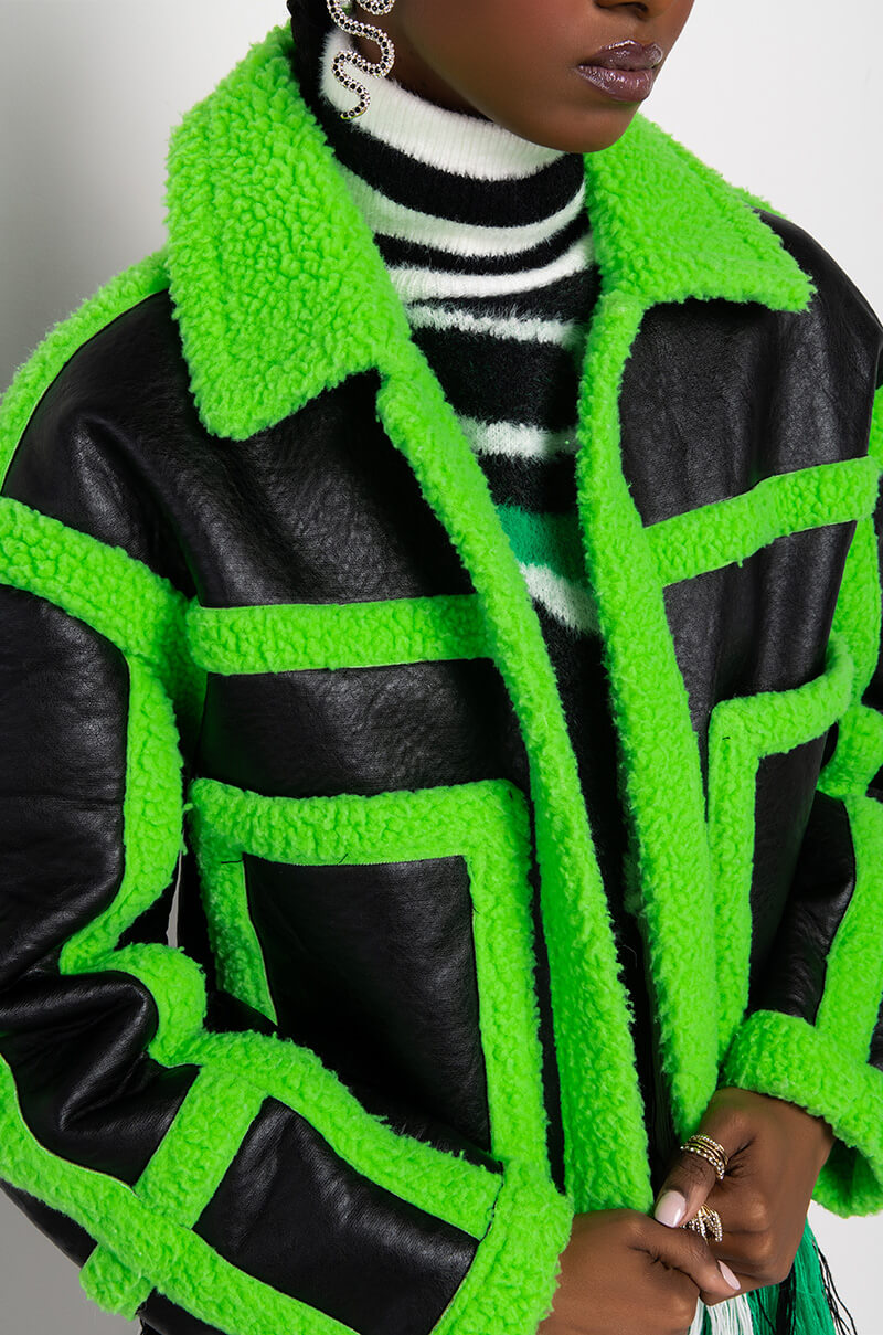 LIME CRIME BONDED PLEATHER SHERPA COAT