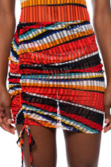 LOCALS ONLY SHEER STRIPE ADJUSTABLE MINI SKIRT