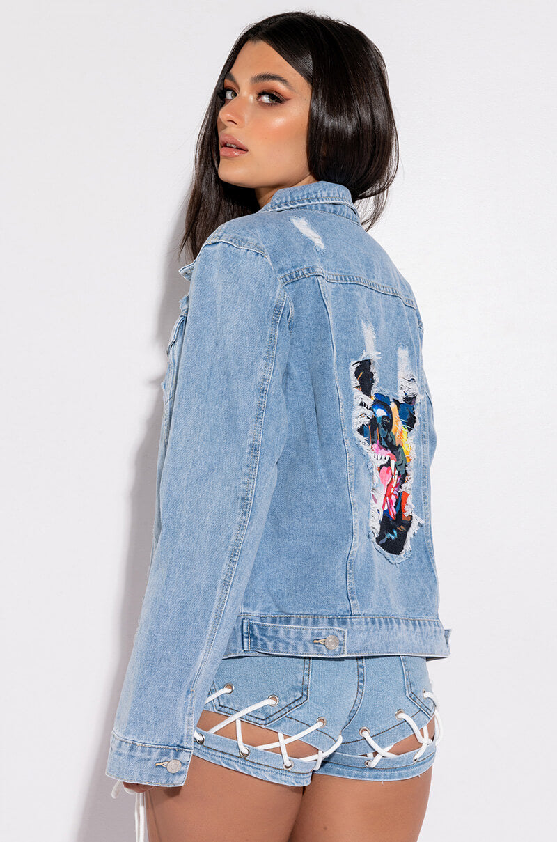 ARIA CHEEKY LACE UP DETAIL DENIM SHORT