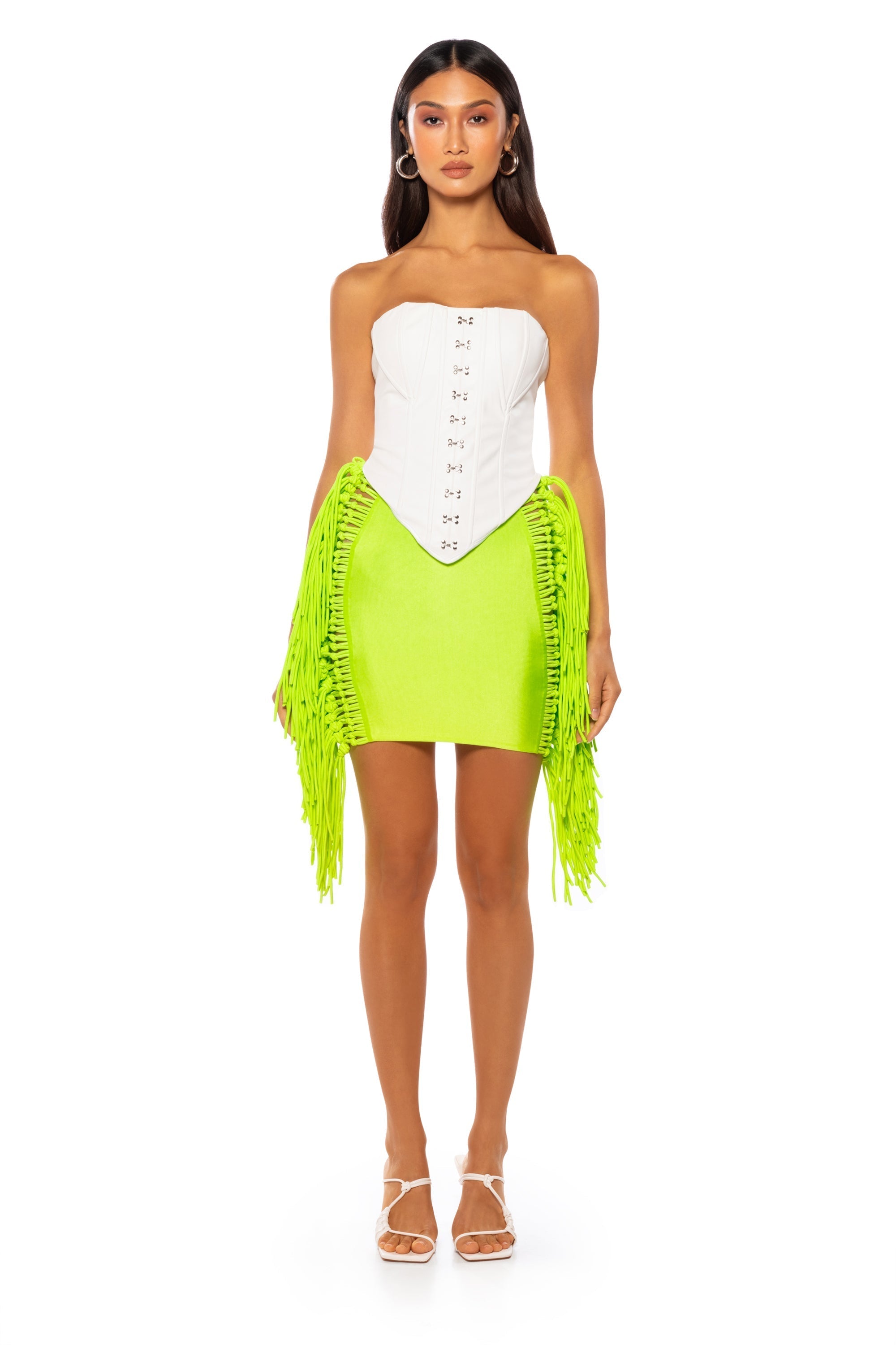 LAYLA SIDE FRINGE MINI SKIRT