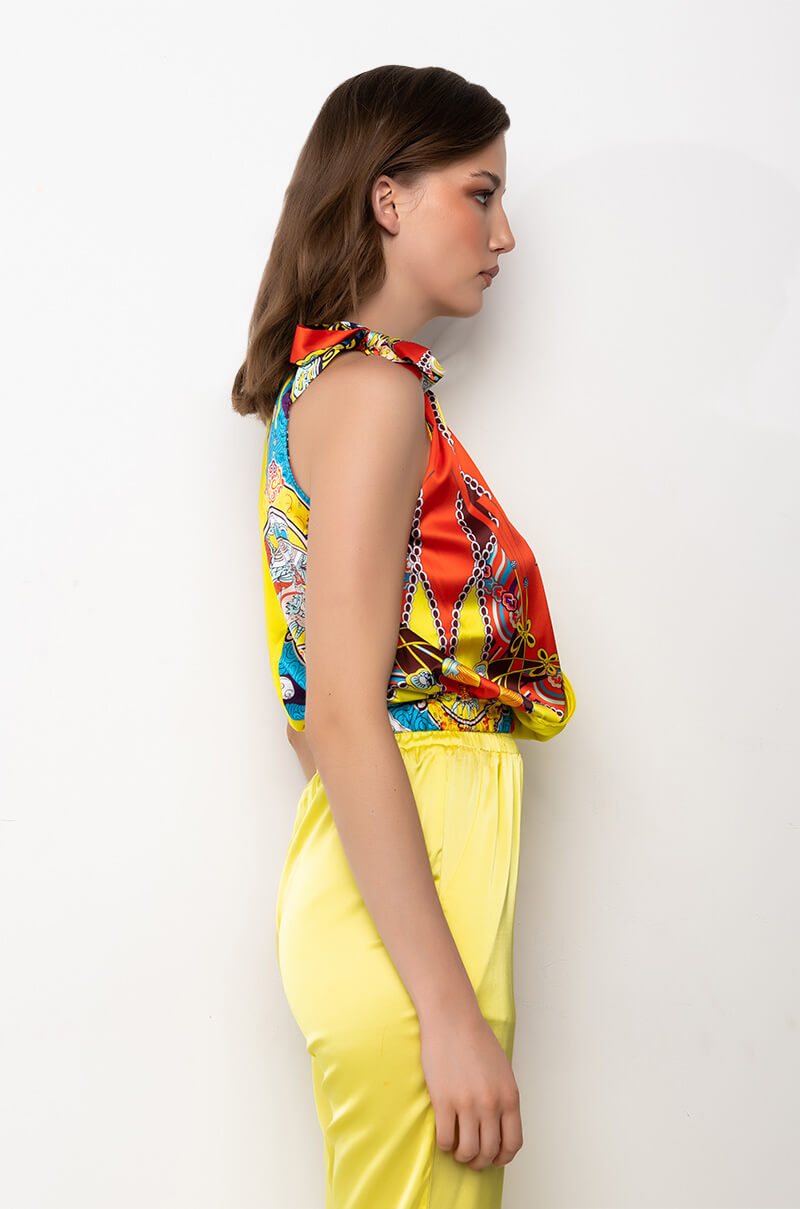 LELANI BOW DETAIL SLEEVELESS BLOUSE