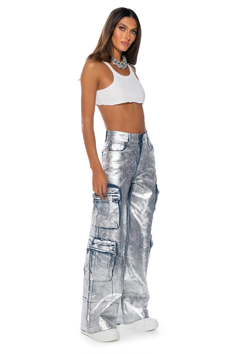 HOLOGRAPHIC CARGO PANTS