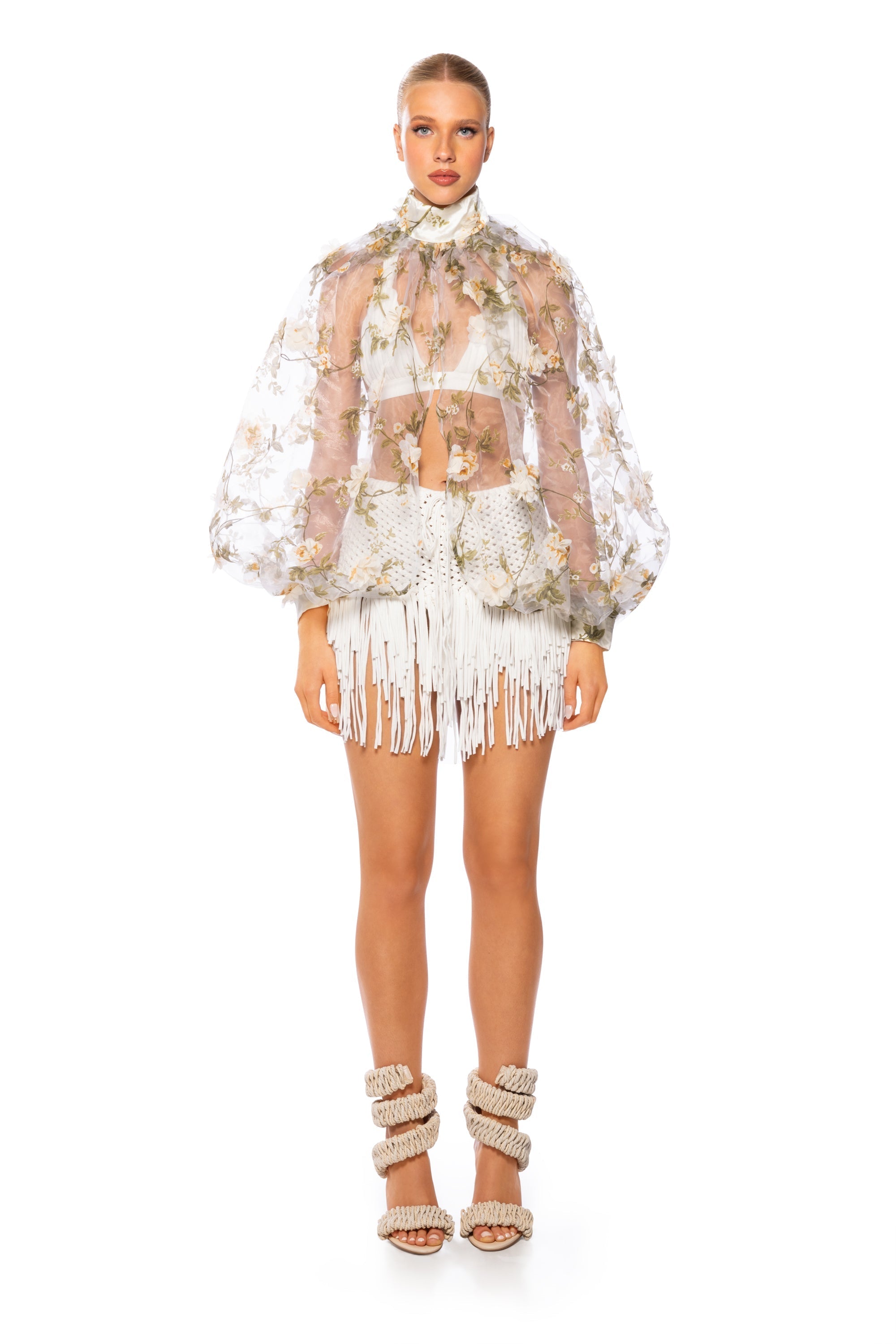 LENNON VOLUME SLEEVE FLORAL BLOUSE