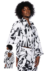 LENNON PRINTED PUFF SLEEVE BUTTON DOWN