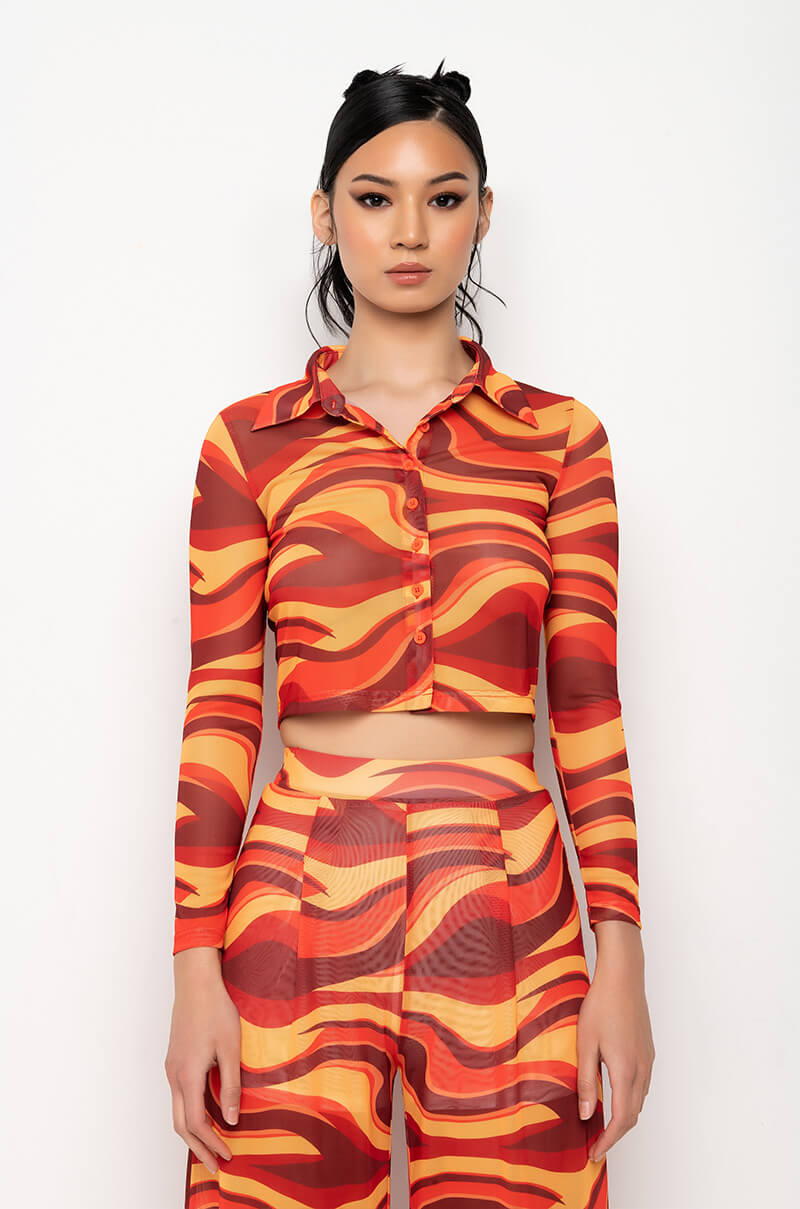 LETS GROOVE MESH FLARE TOP