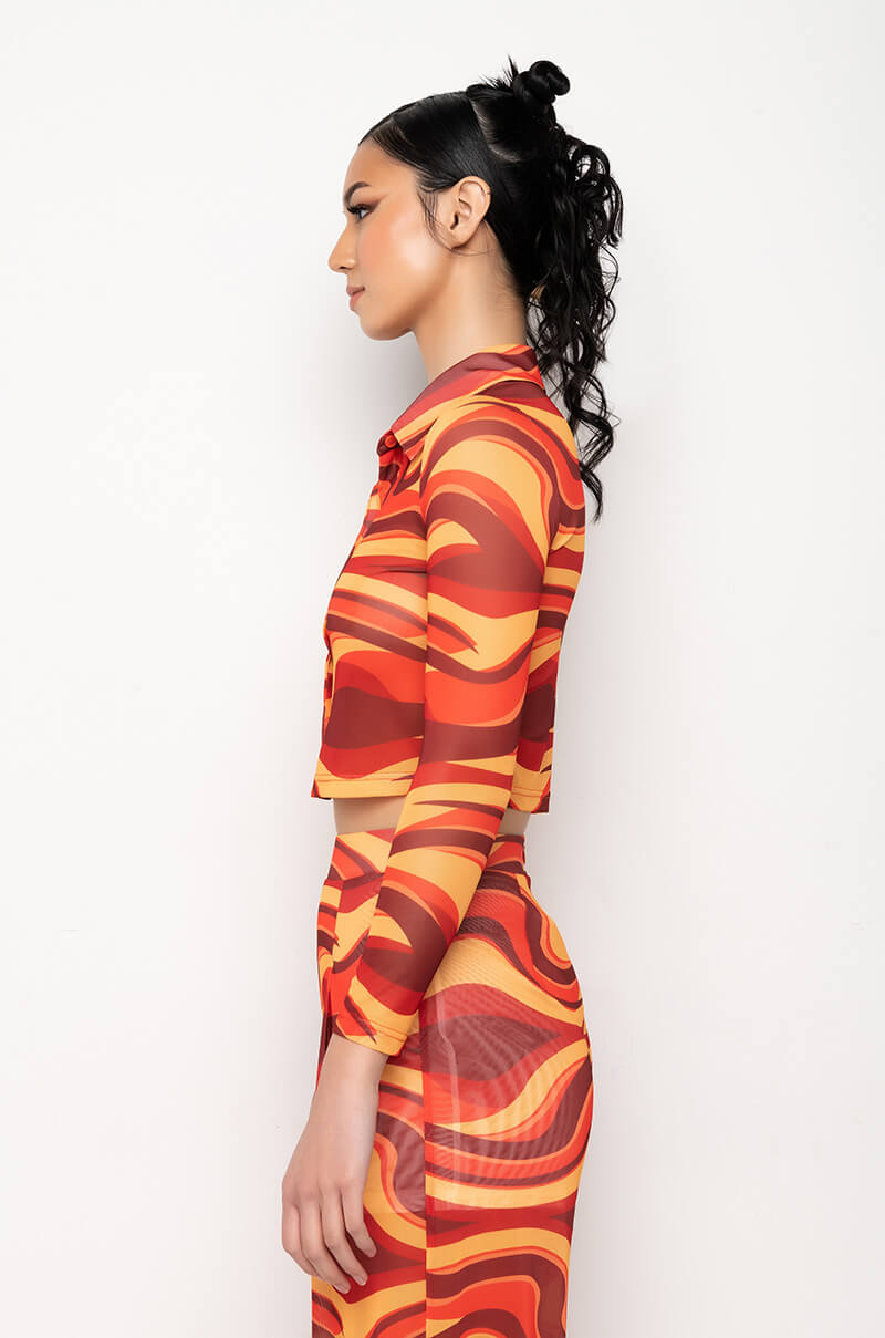 LETS GROOVE MESH FLARE TOP