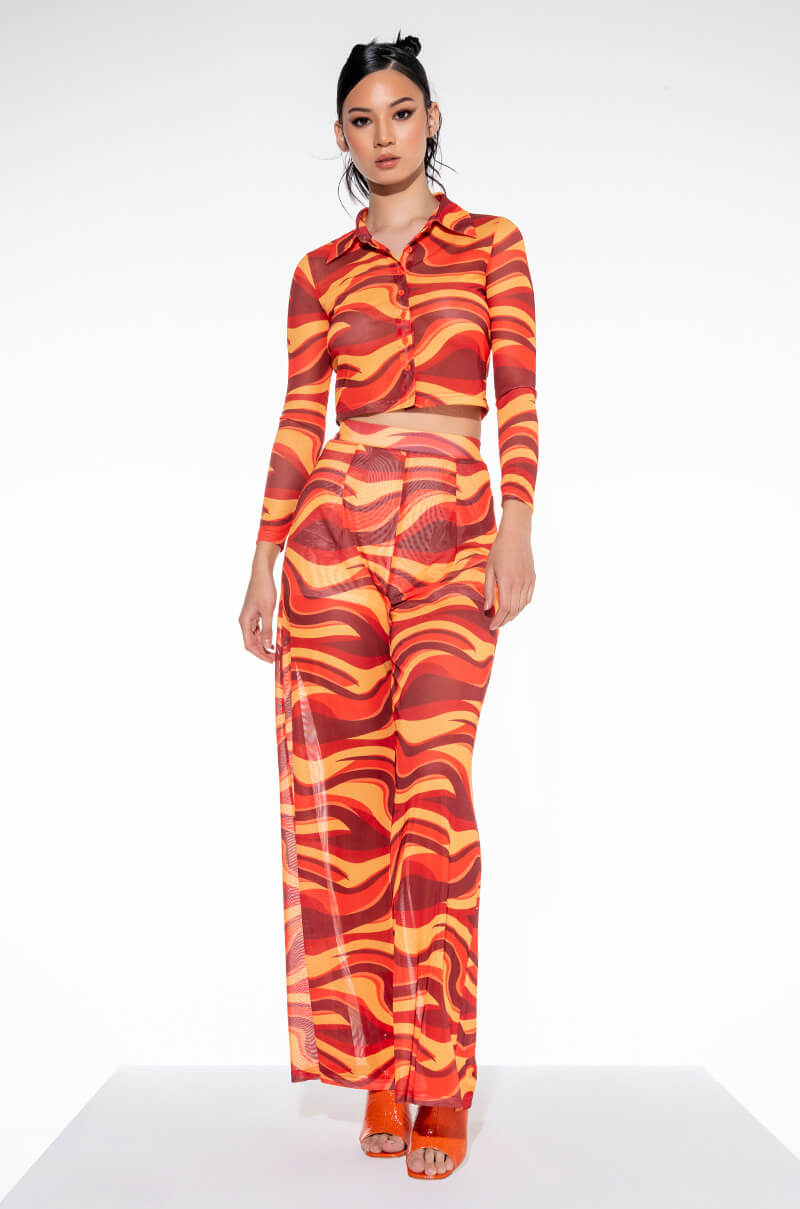 LETS GROOVE MESH WIDE LEG PANT