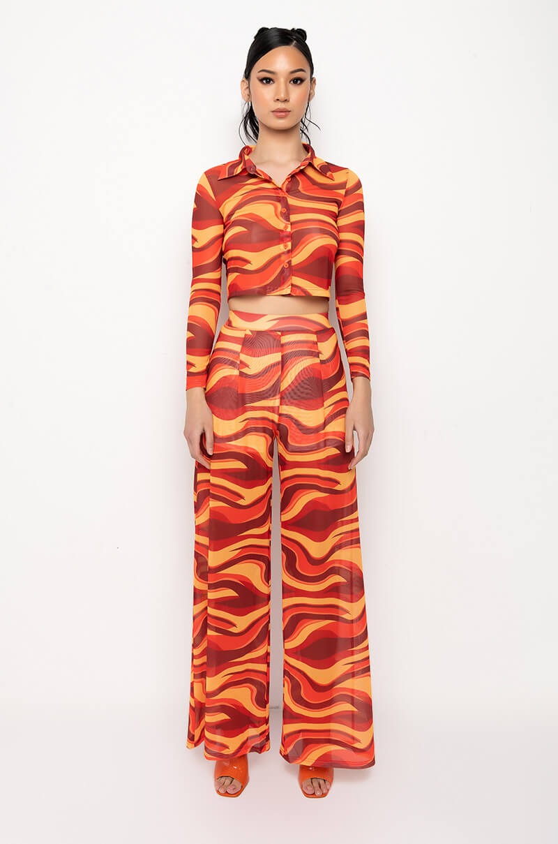 LETS GROOVE MESH WIDE LEG PANT