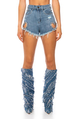 LETTER TO LOVER DENIM SHORTS