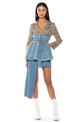 LILIANA MIXED MEDIA PEPLUM BLAZER