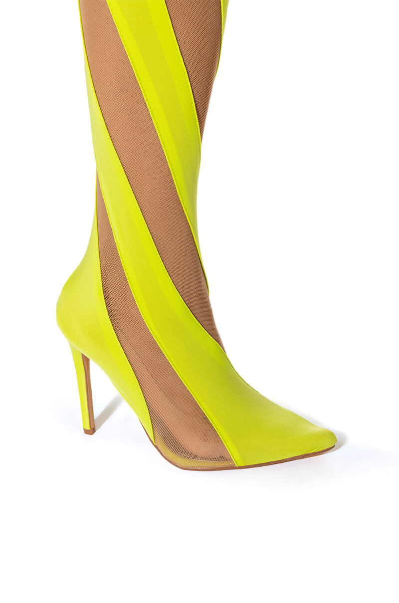 LILITH MESH THIGH HIGH BOOT IN LIME