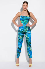 LIMELIGHT COWL NECK SATIN CROP TANK