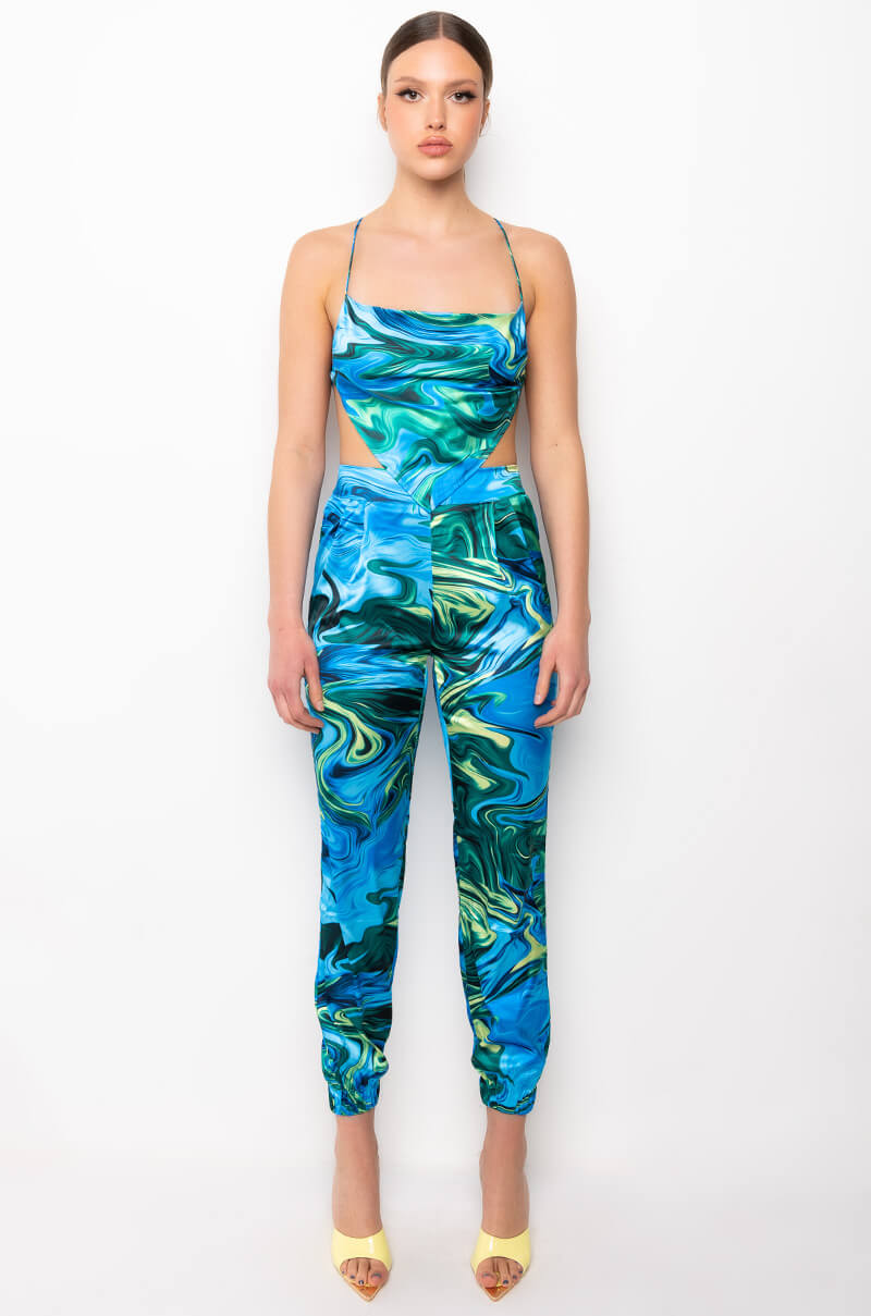 LIMELIGHT COWL NECK SATIN CROP TANK