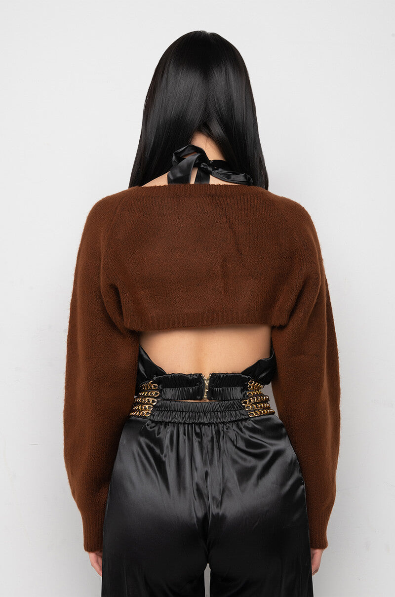 CELESTE CHAIN SHRUG SWEATER