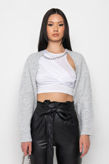CELESTE CHAIN SHRUG SWEATER