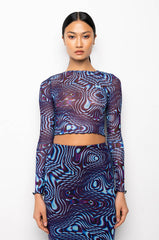 LINK UP LONG SLEEVE MESH CROP TOP