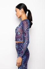 LINK UP LONG SLEEVE MESH CROP TOP