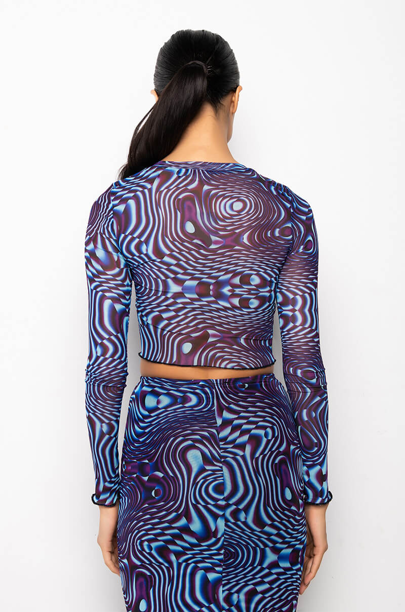 LINK UP LONG SLEEVE MESH CROP TOP