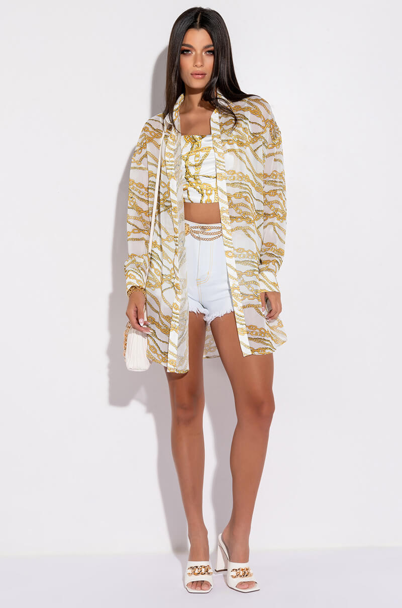 LINK UP OVERSIZED CHIFFON BUTTON DOWN