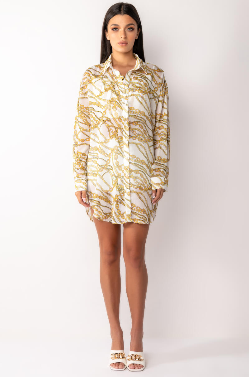 LINK UP OVERSIZED CHIFFON BUTTON DOWN
