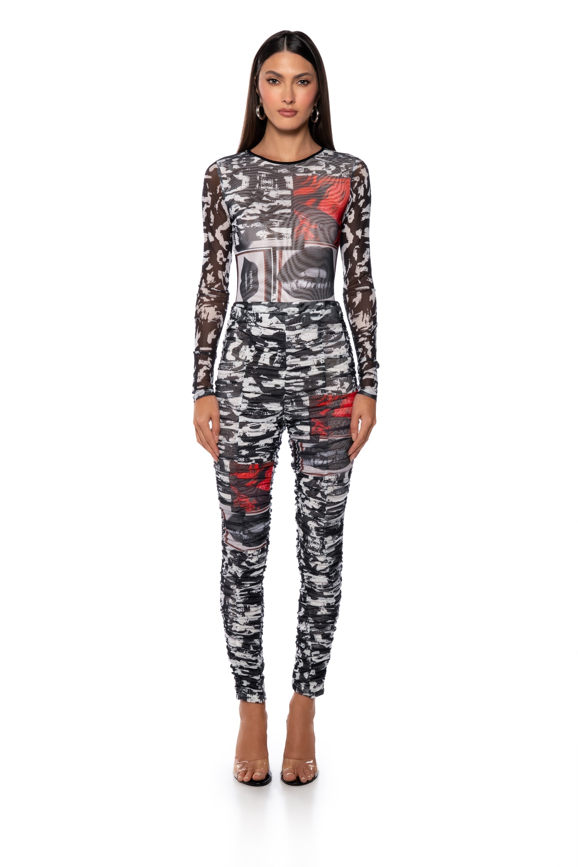 LIPS ARE SEALED RUCHED MESH LEGGING