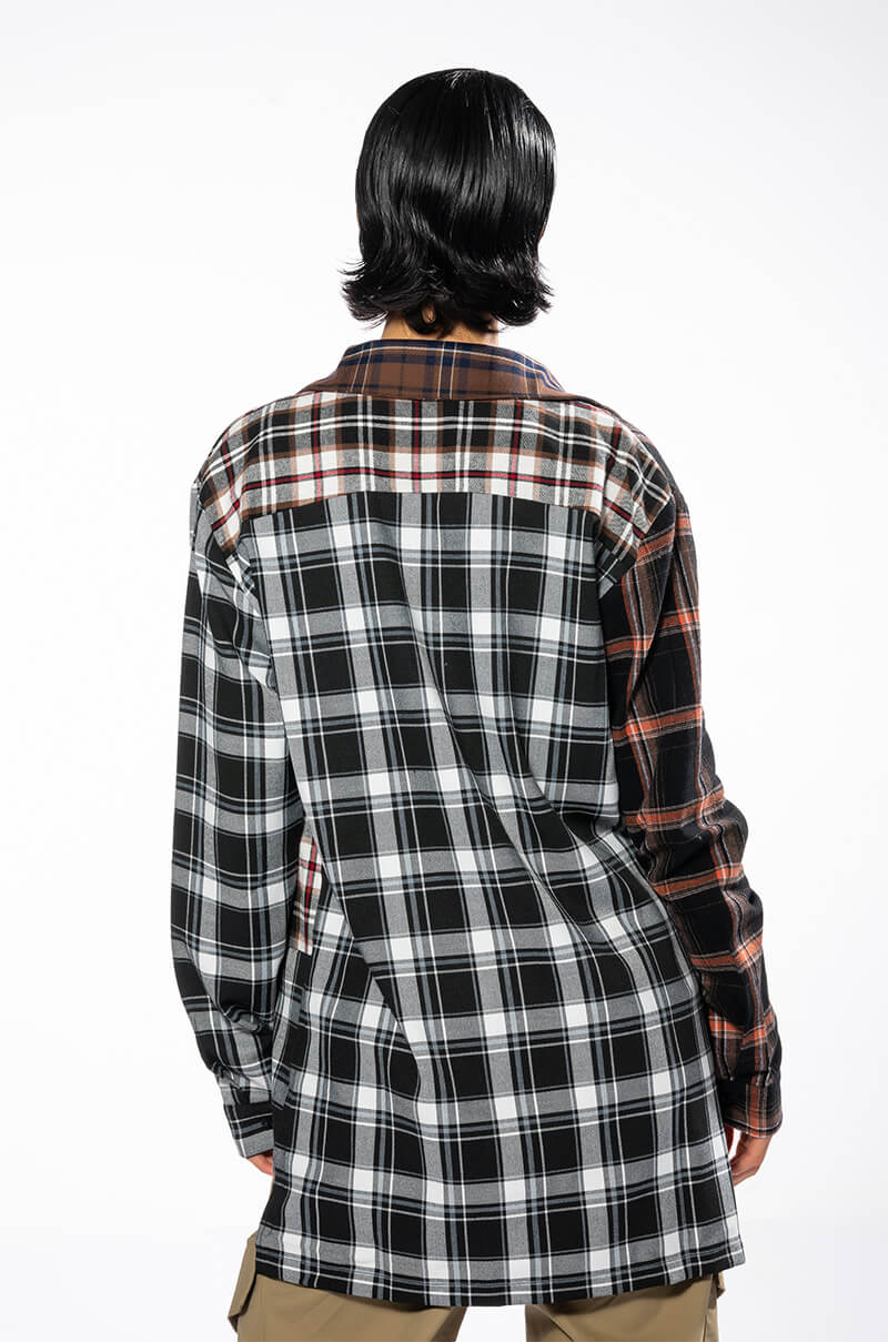 LITHIUM LONG SLEEVE PATCHWORK FLANNEL BUTTON DOWN