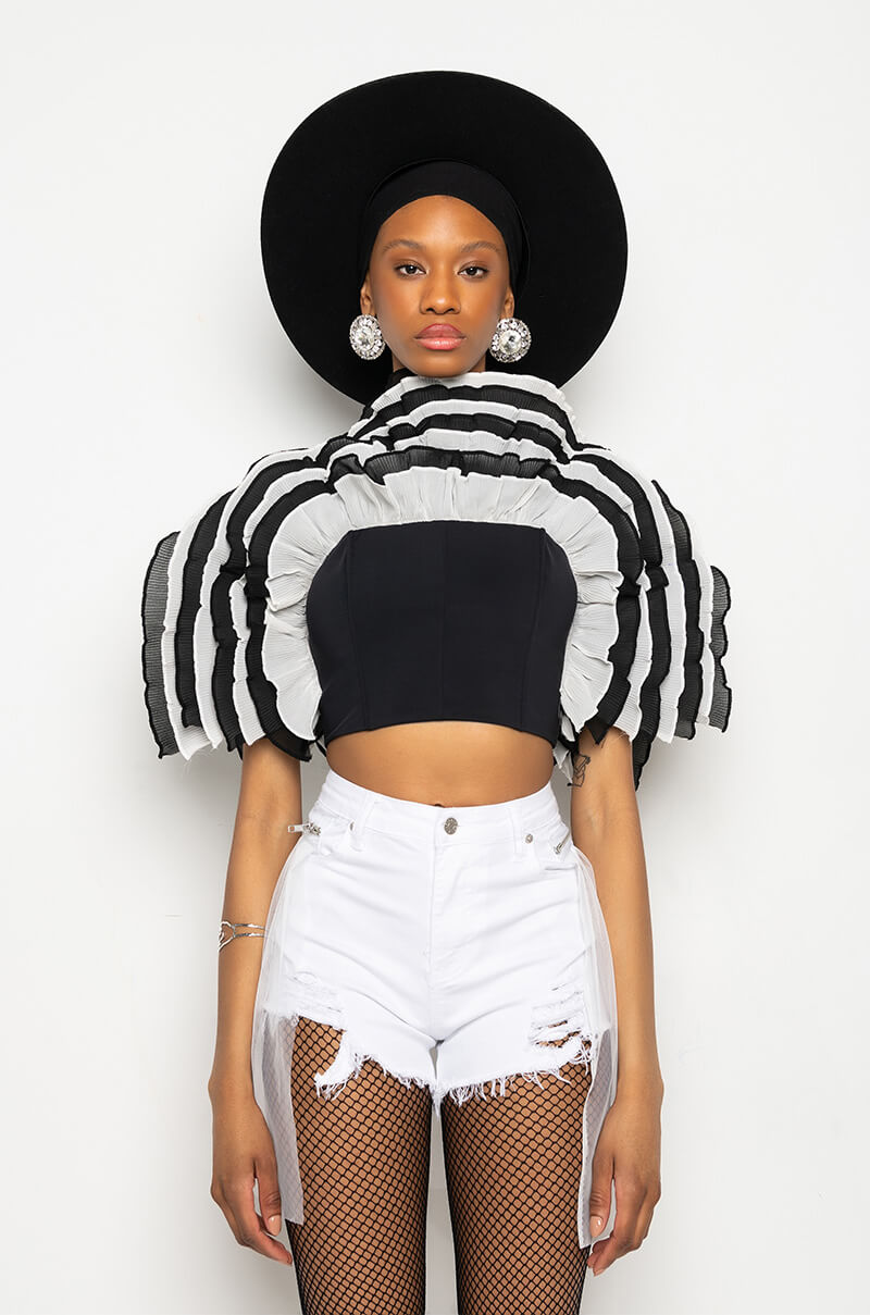 LIVE FOR THE DRAMA RUFFLE BUSTIER