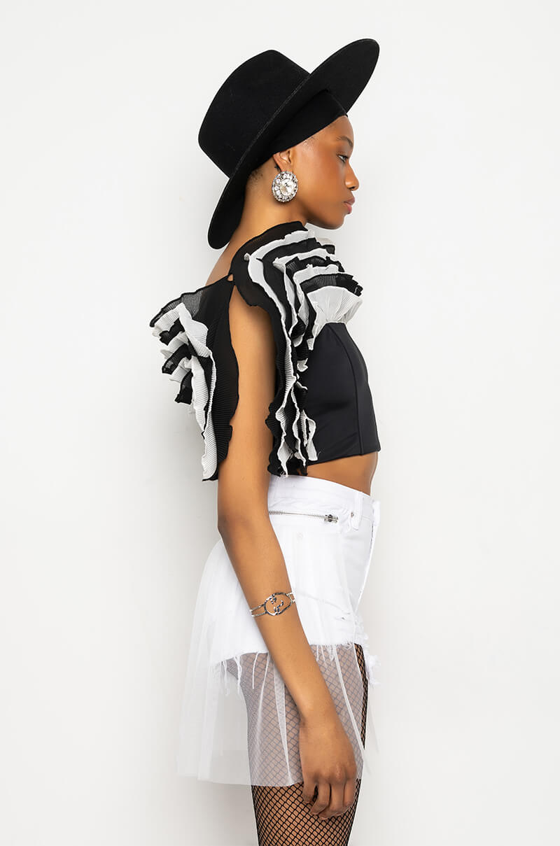LIVE FOR THE DRAMA RUFFLE BUSTIER