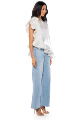 LOOK MY WAY ASYMMETRICAL TOP IN WHITE