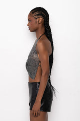 LOOKING LIKE IT RHINESTONE HALTER BLOUSE