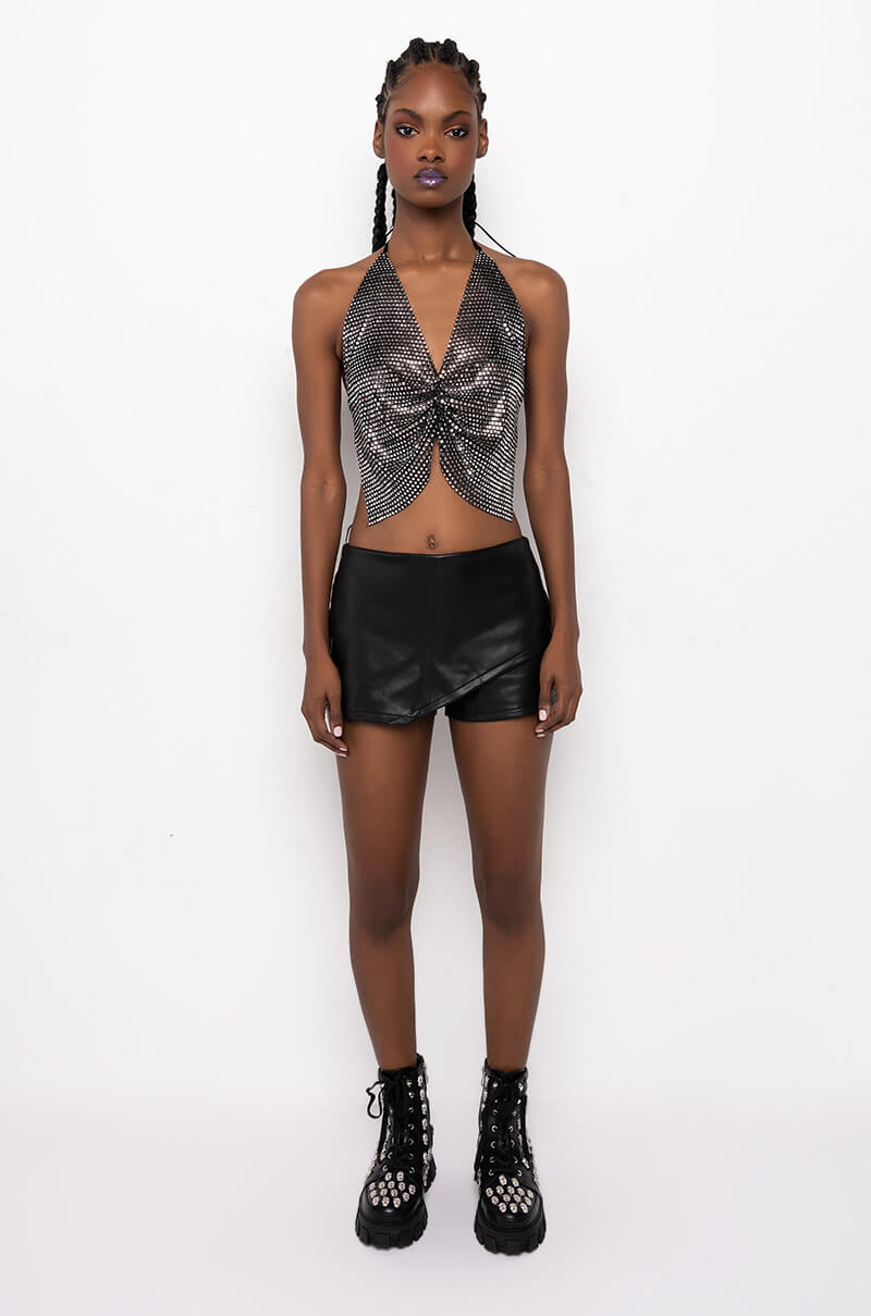 LOOKING LIKE IT RHINESTONE HALTER BLOUSE