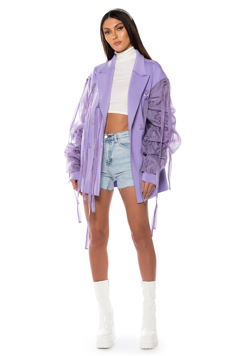 LOTUS FLOWER BOMB RUCHED ARM BLAZER