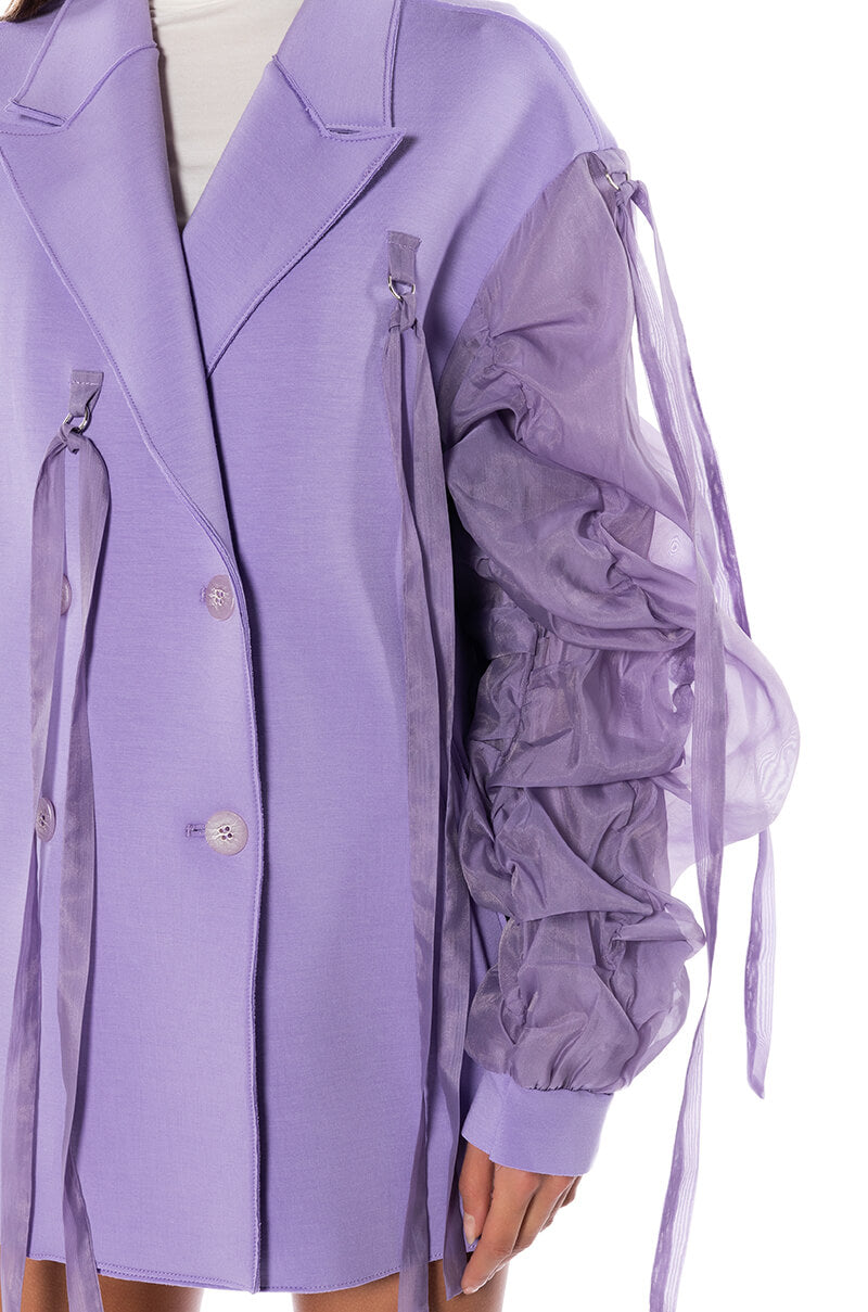 LOTUS FLOWER BOMB RUCHED ARM BLAZER