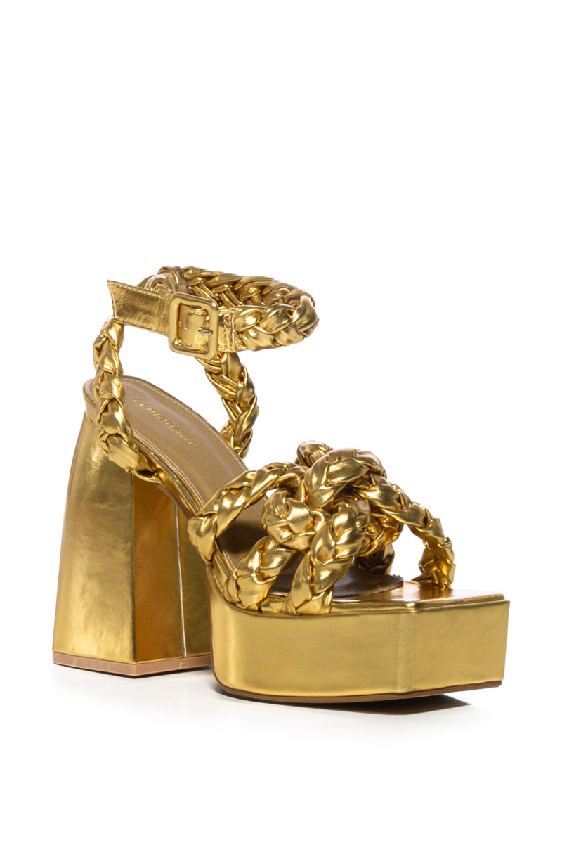 LIBERTINE CHUNKY BRAIDED DETAIL SANDAL IN GOLD