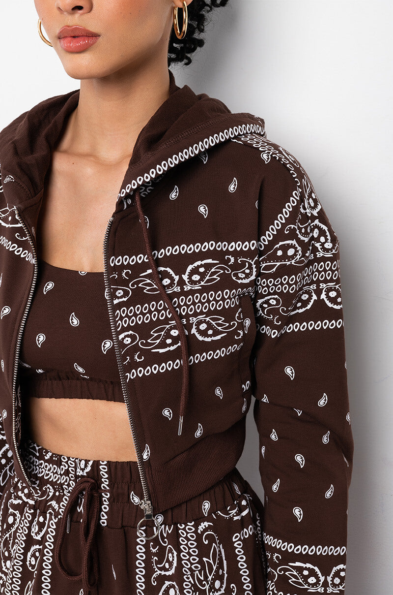LUX PRINTED CROP HOODIE