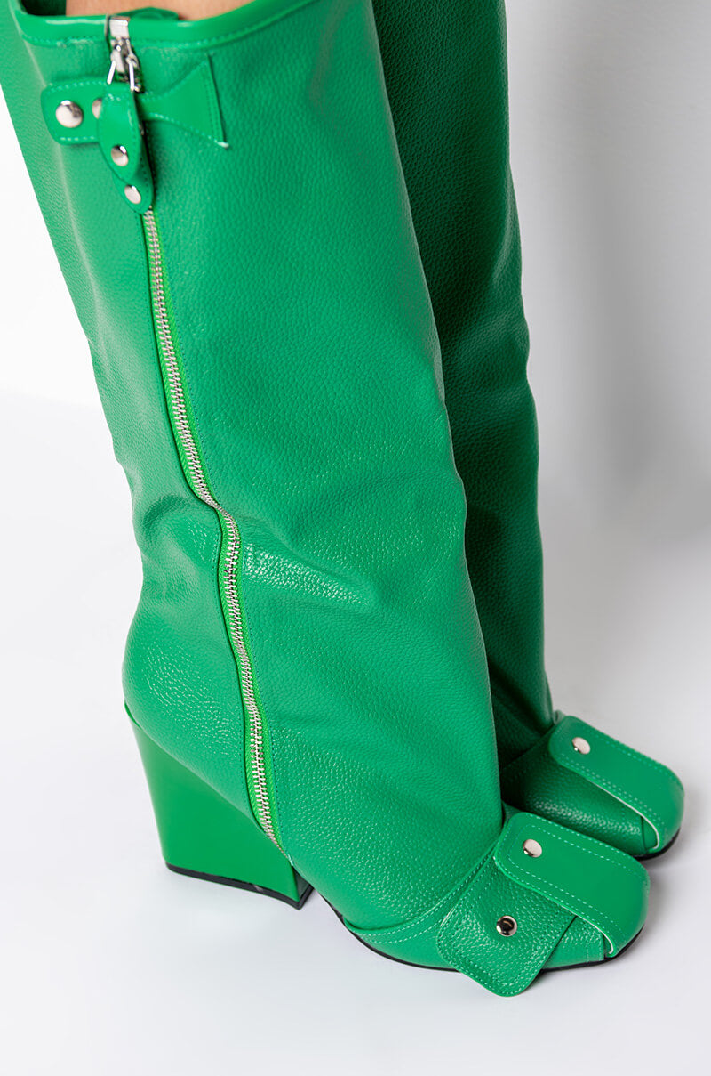 EMBELLISHED CHUNKY BOOT IN GREEN