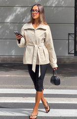 Could Touch Cropped Trench Jacket Sand