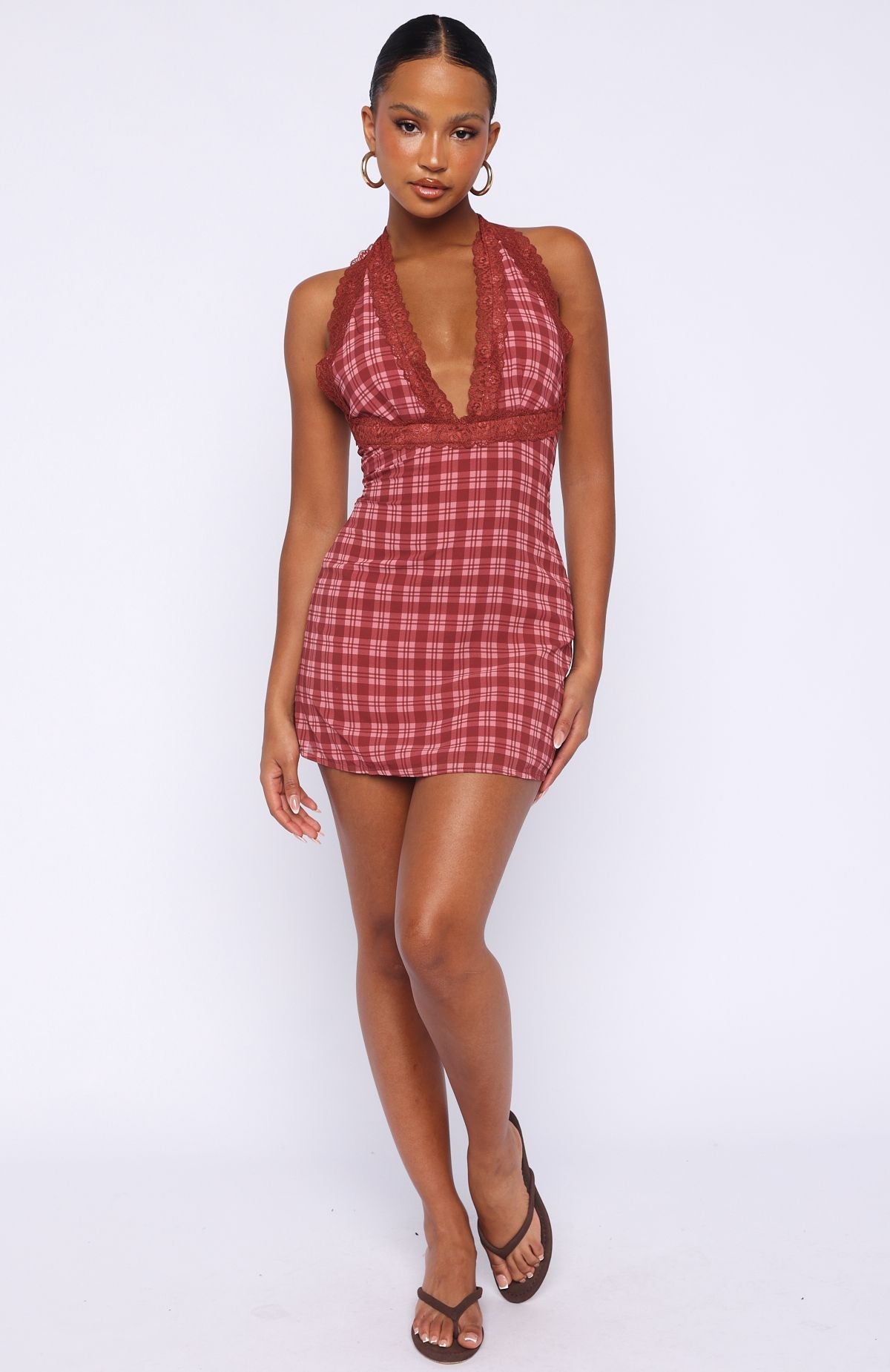 A Girl's Girl Mini Dress Berry Plaid