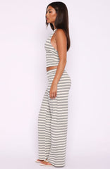 Looking Back Wide Leg Pants White Stripe