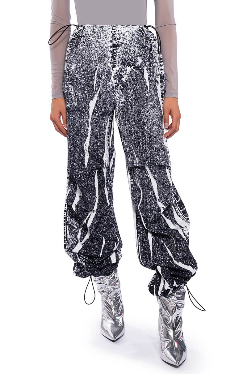 MACY FAUX DENIM LOOK PARACHUTE PANT
