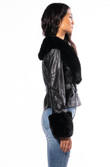 MADDIE Y2K BLACK FUR TRIM BLAZER