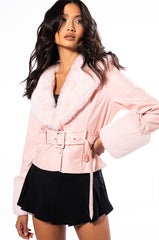 MADDIE Y2K BLACK FUR TRIM BLAZER