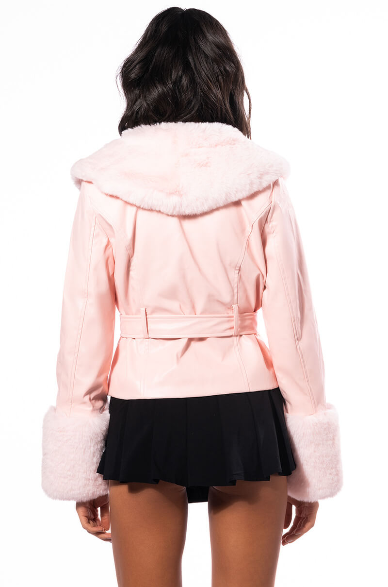 MADDIE Y2K BLACK FUR TRIM BLAZER