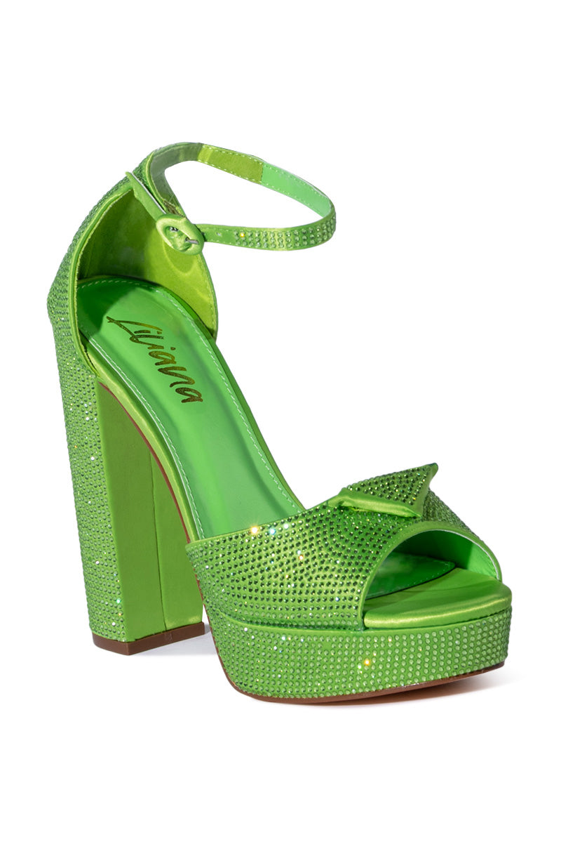 YUKO EMBELLISHED CHUNKY SANDAL IN GREEN