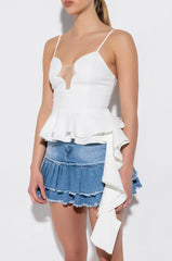 MAKE AN ENTRANCE CASCADING RUFFLE PEPLUM BLOUSE